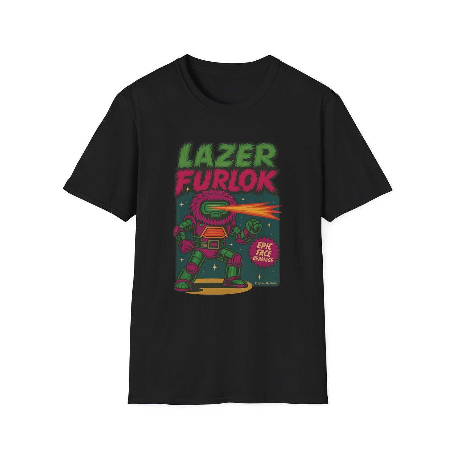 LAZER FURLOK - Epic Face Beamage Tee - Unisex Softstyle T-Shirt