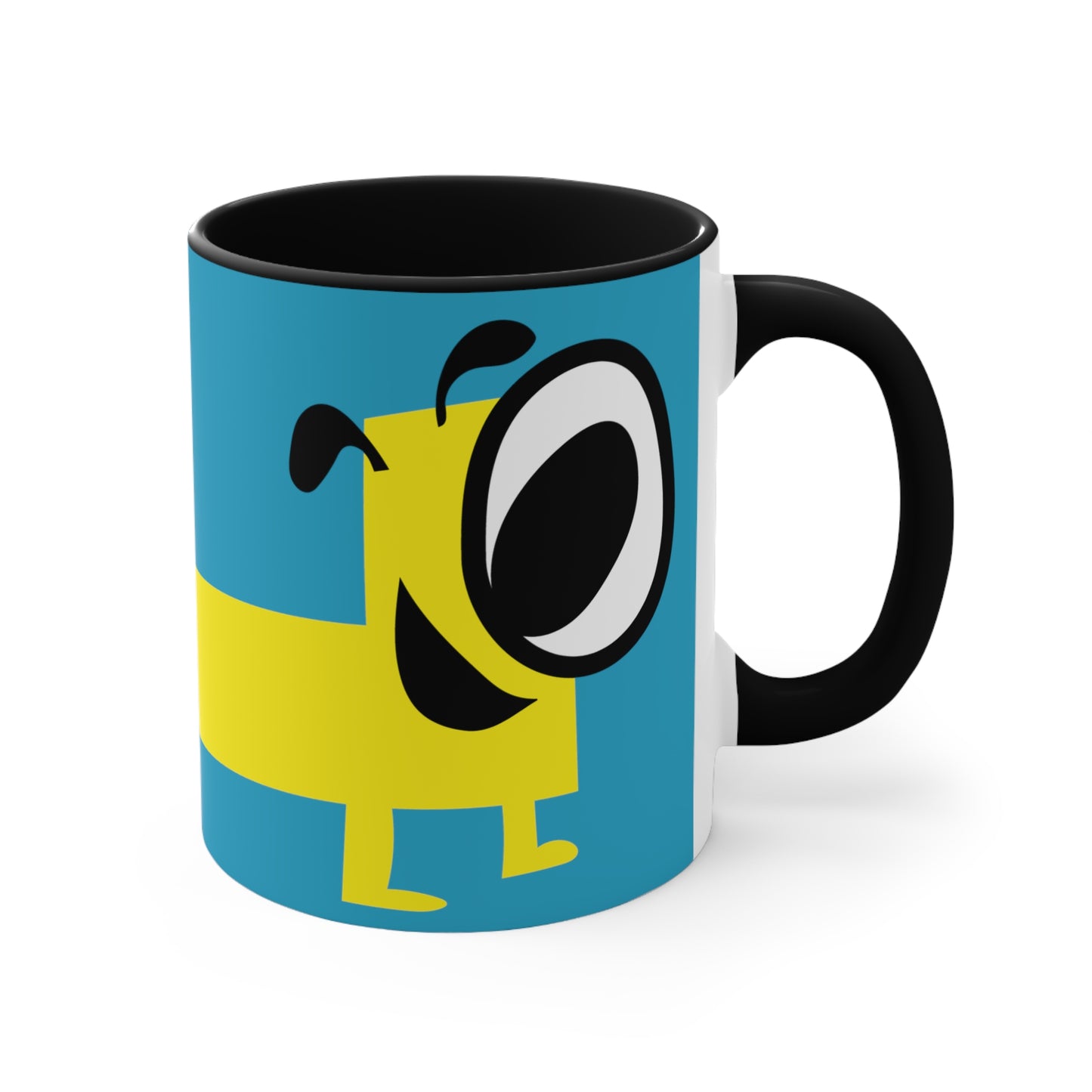 Yellow Happy Dog Colorful Accent Mugs, 11oz