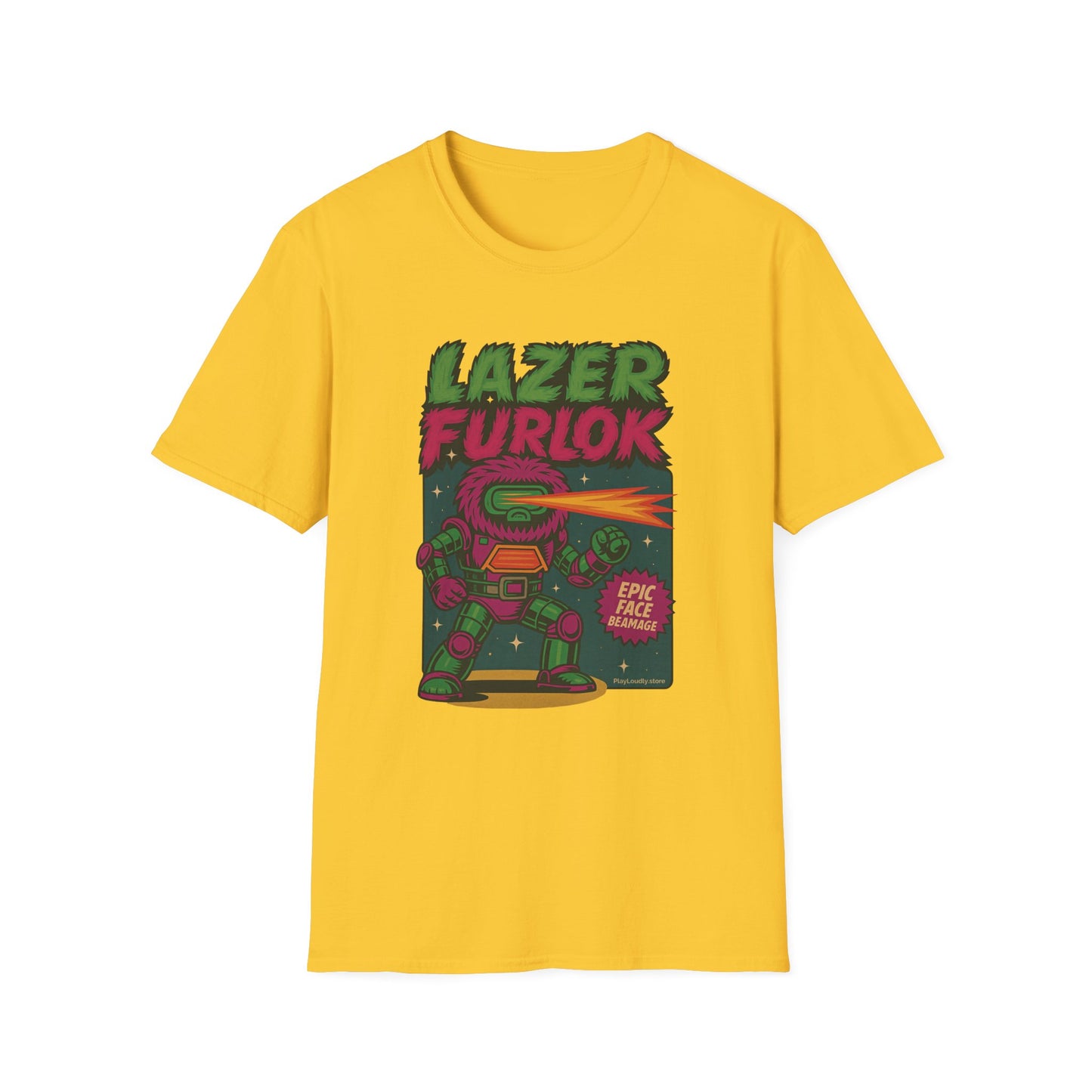LAZER FURLOK - Epic Face Beamage Tee - Unisex Softstyle T-Shirt