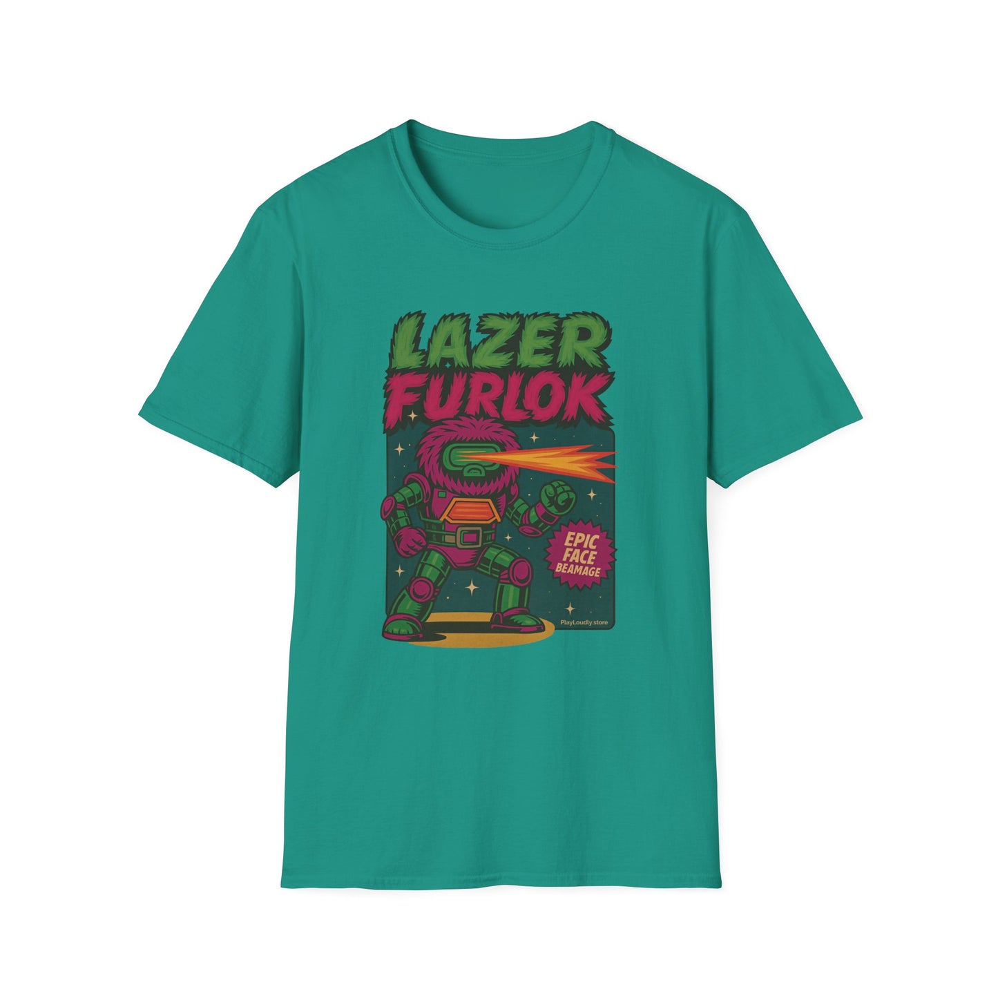 LAZER FURLOK - Epic Face Beamage Tee - Unisex Softstyle T-Shirt