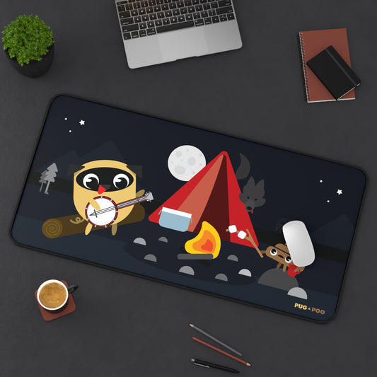 Desk Mat - Funny Camping Dog Playing Banjo Design