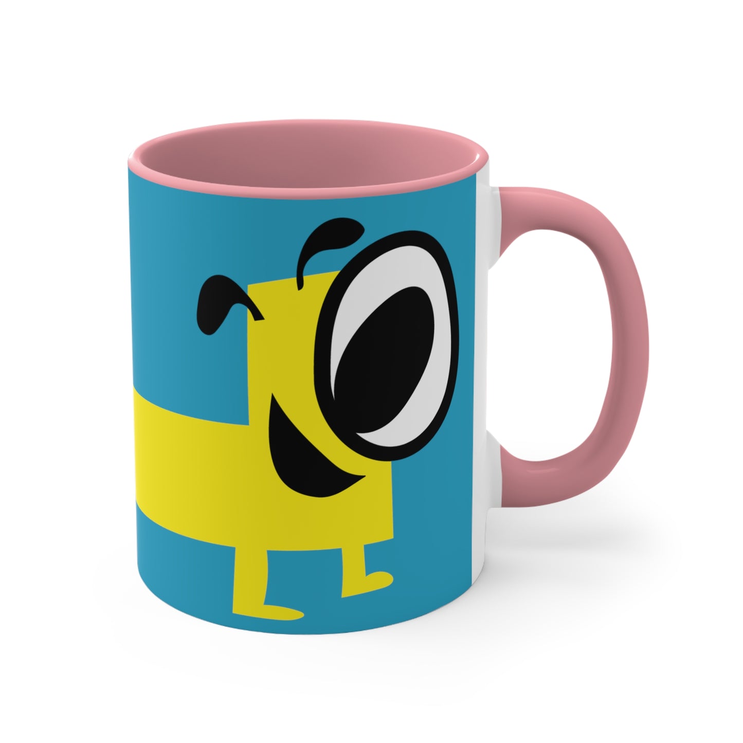 Yellow Happy Dog Colorful Accent Mugs, 11oz